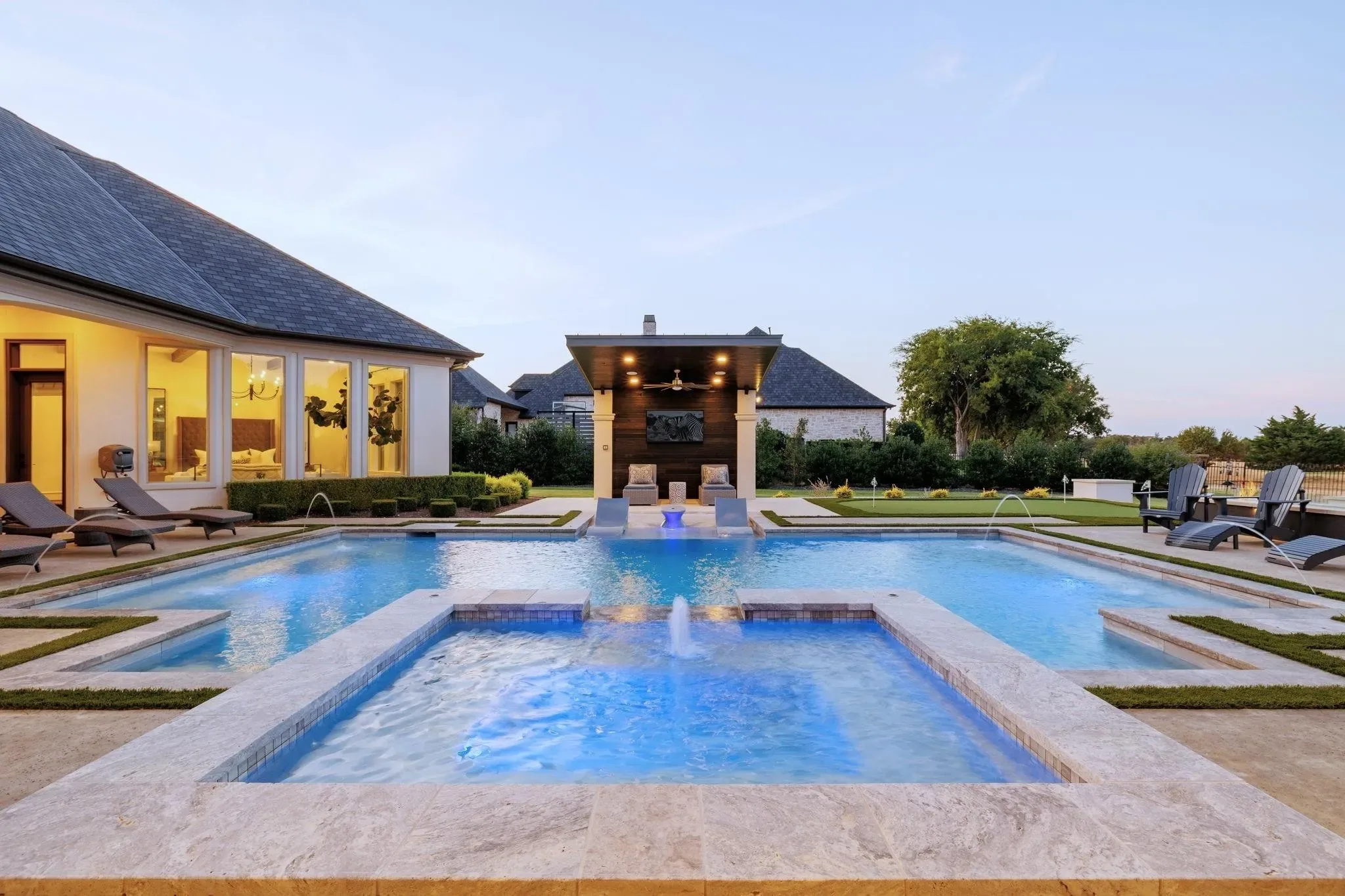 Interior of a custom home toward the adjoining room at Craig Ranch, McKinney