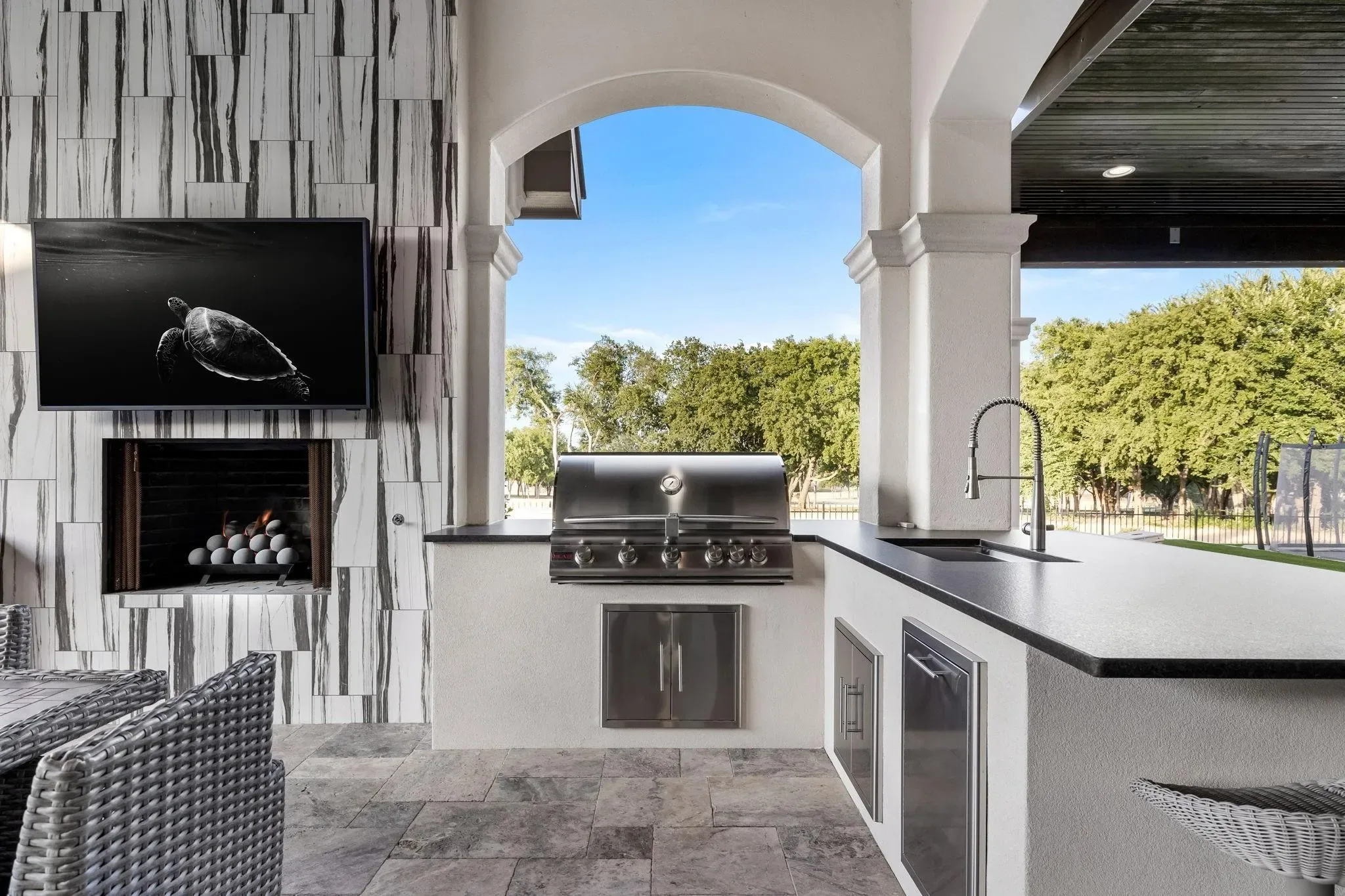 Interior of a custom home from the far corner, in daylight at Craig Ranch, McKinney