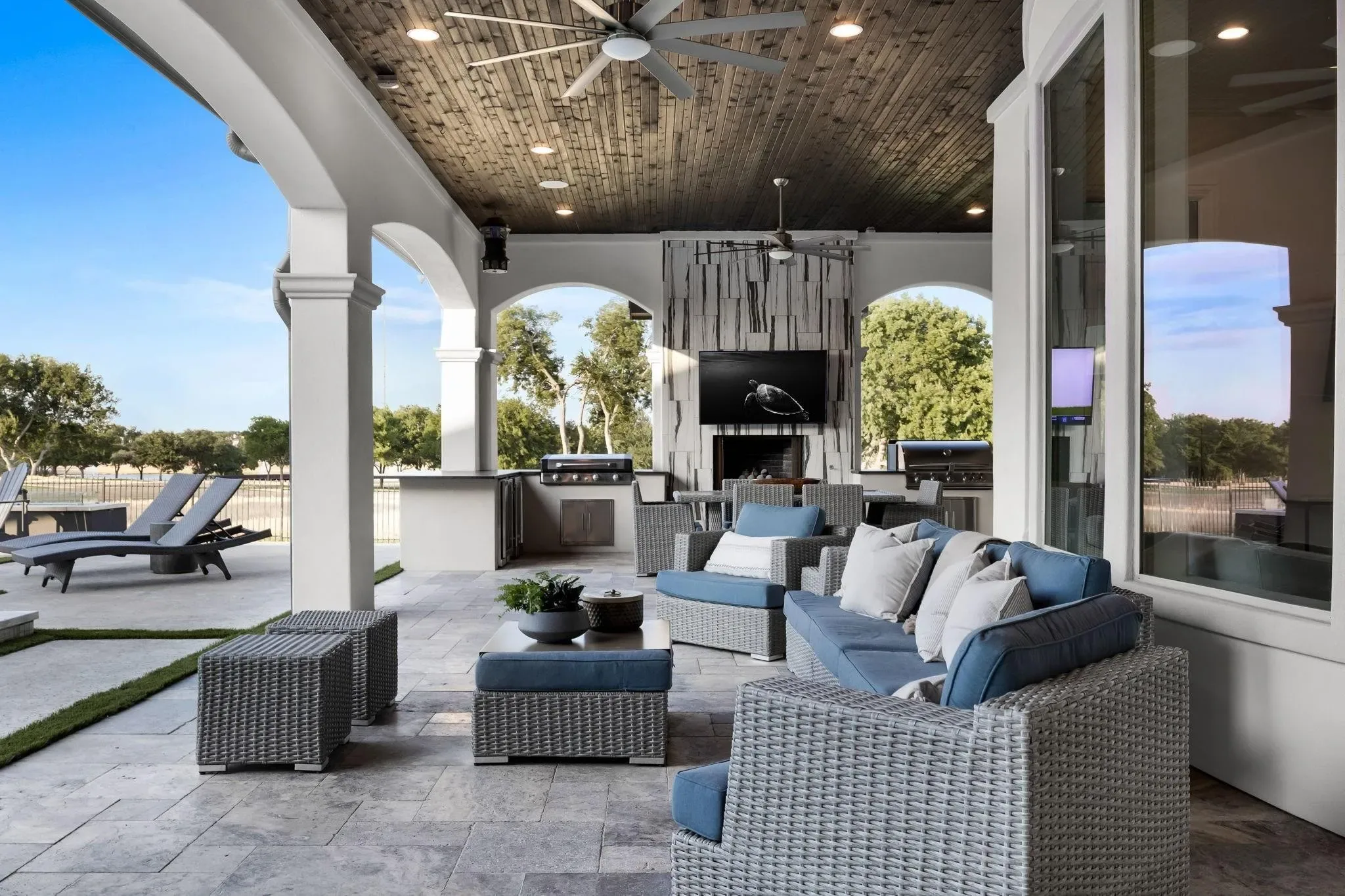 Interior of a custom home toward the adjoining room, in daylight at Craig Ranch, McKinney