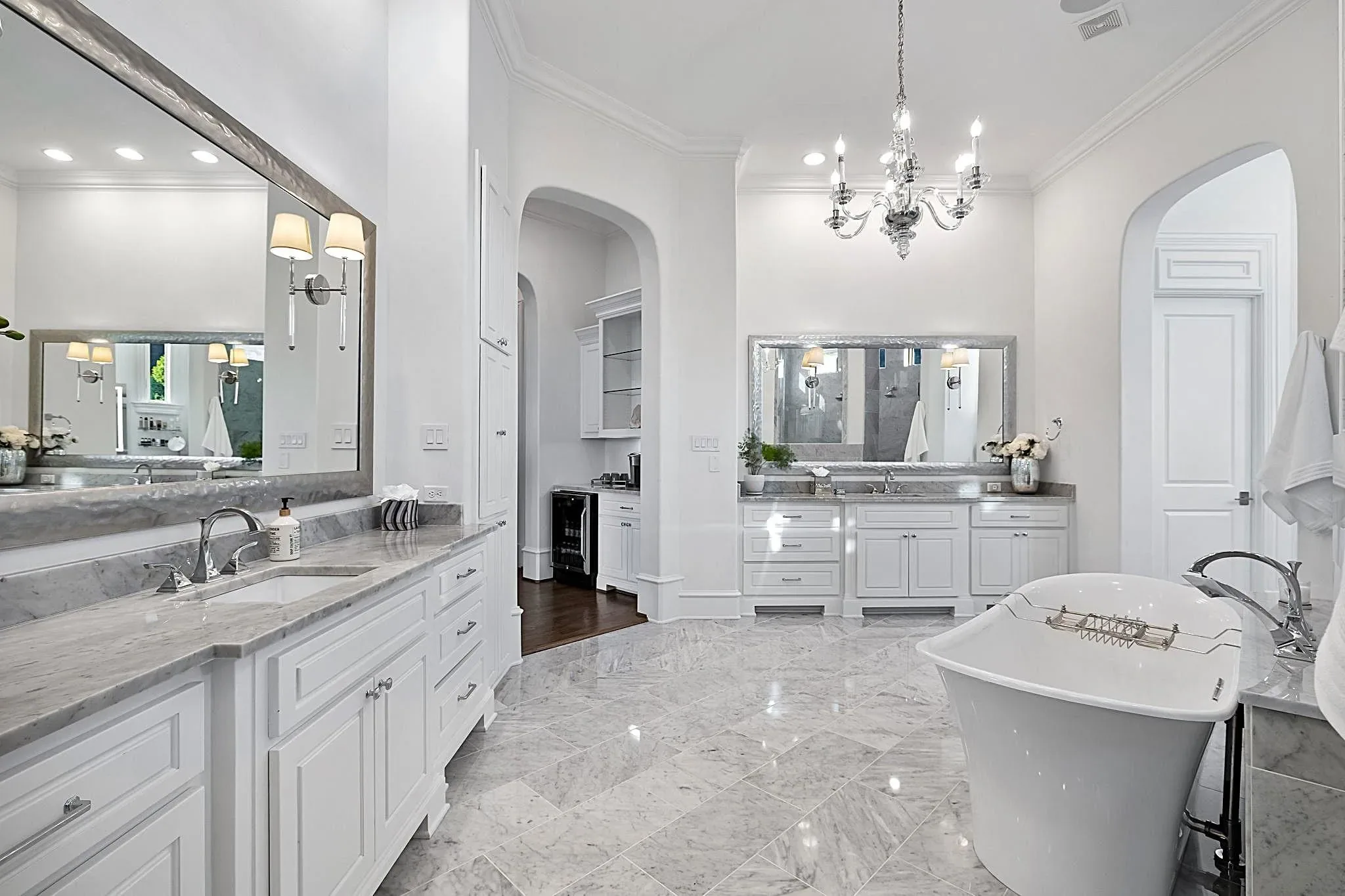 Interior of a custom home from the far corner, with the finishes in at Craig Ranch, McKinney