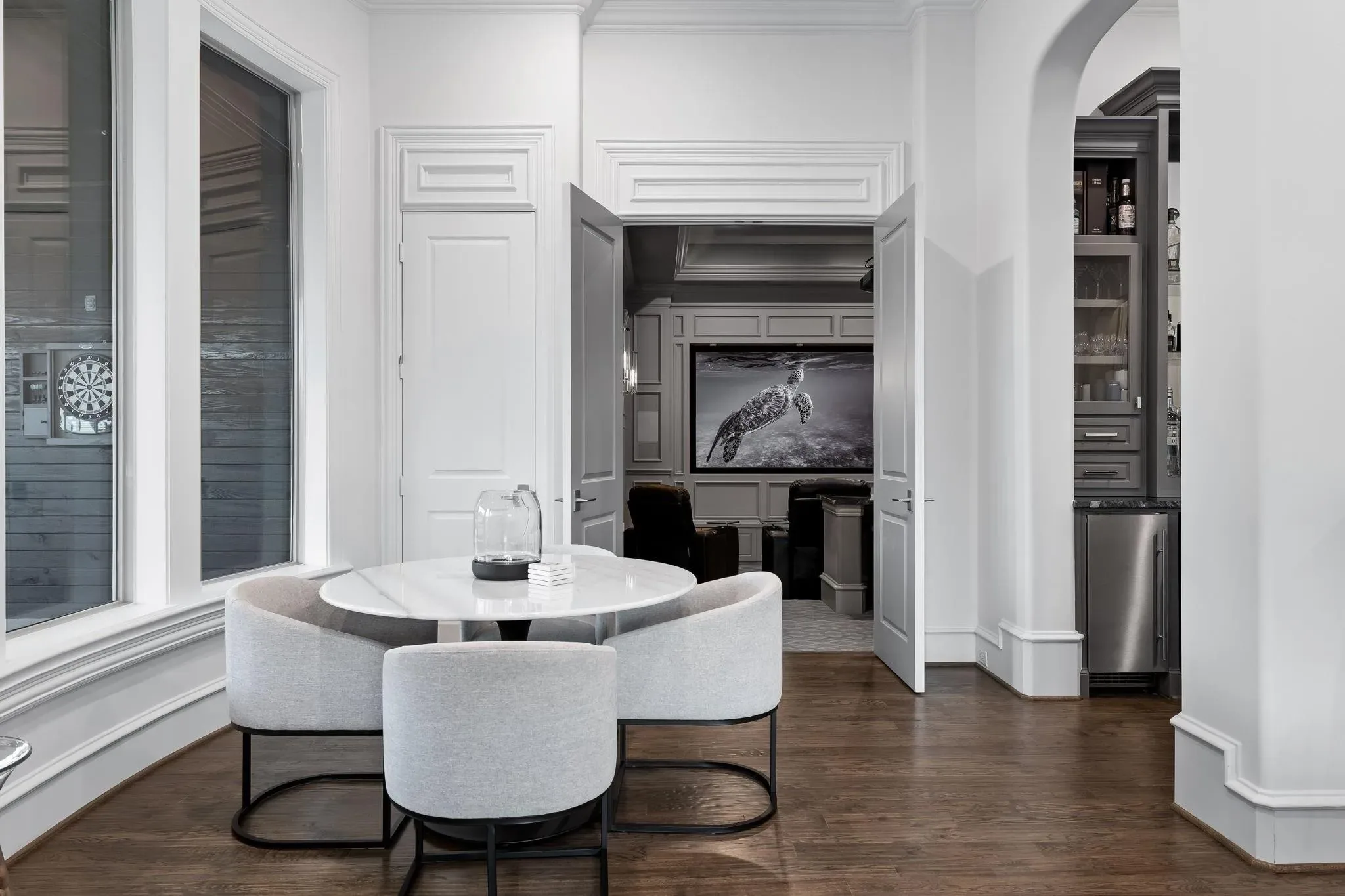 Interior of a custom home toward the adjoining room, mid-build at Craig Ranch, McKinney