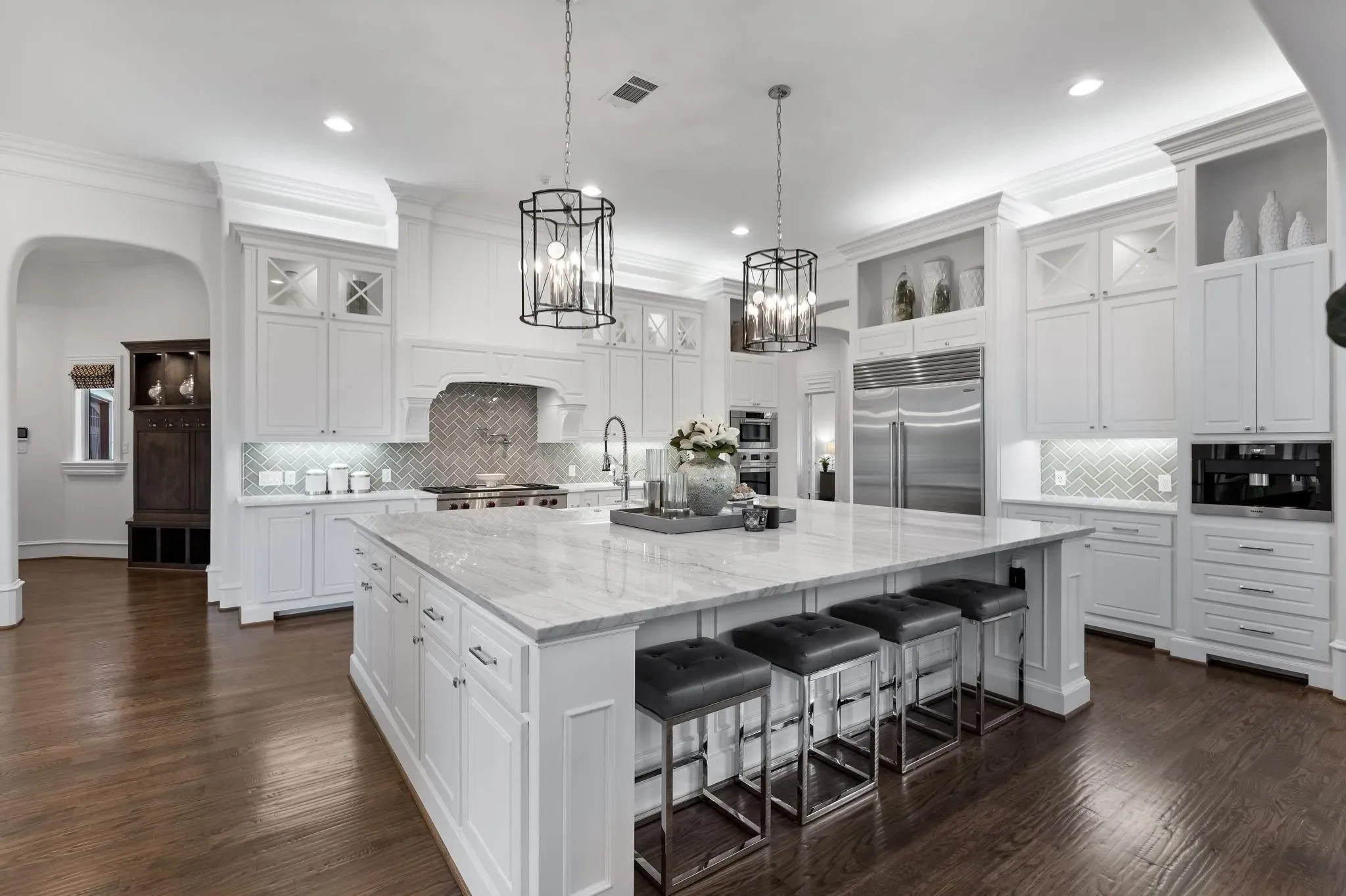 Interior of a custom home from the far corner, after completion at Craig Ranch, McKinney