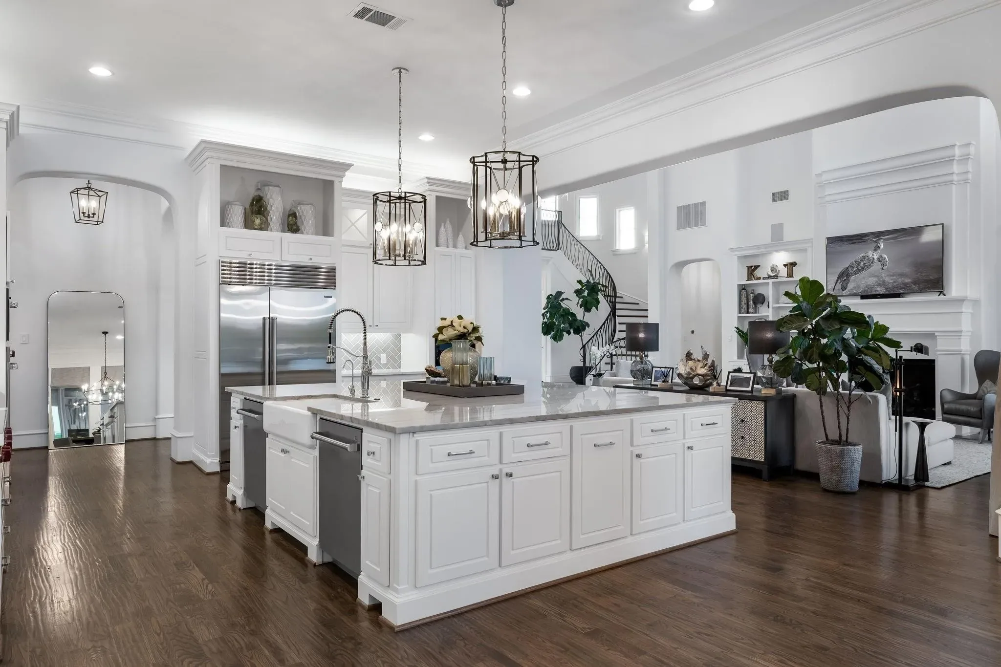 Interior of a custom home toward the adjoining room, after completion at Craig Ranch, McKinney