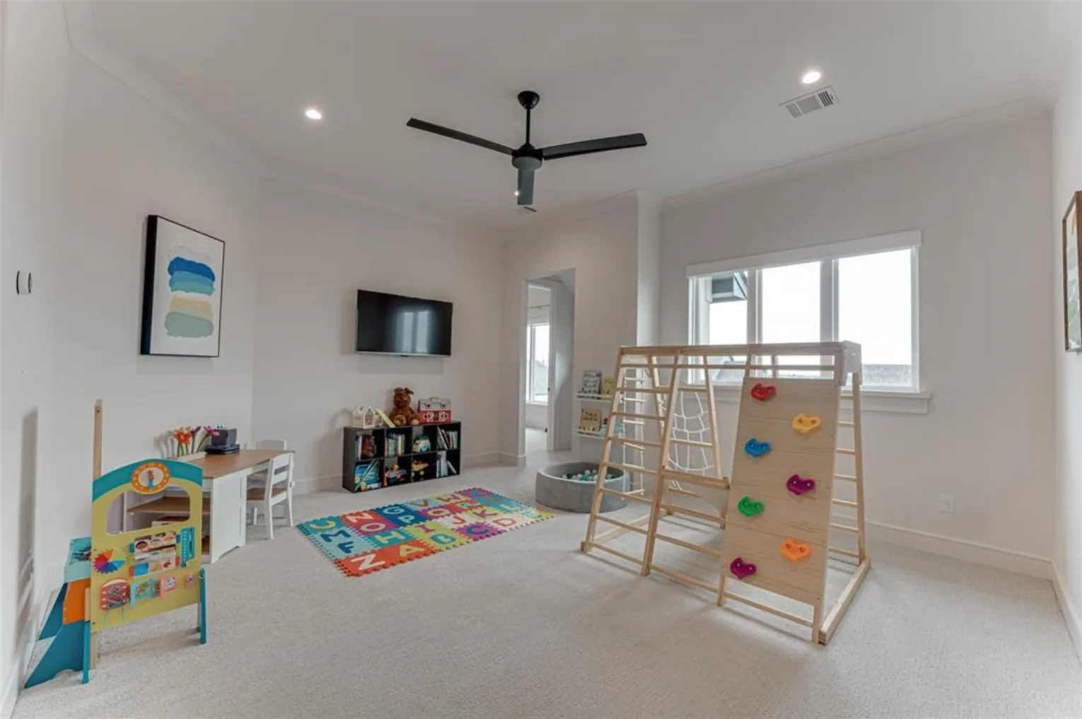 Interior of a custom home from the far corner, mid-build at Fairways of Heath Crossing
