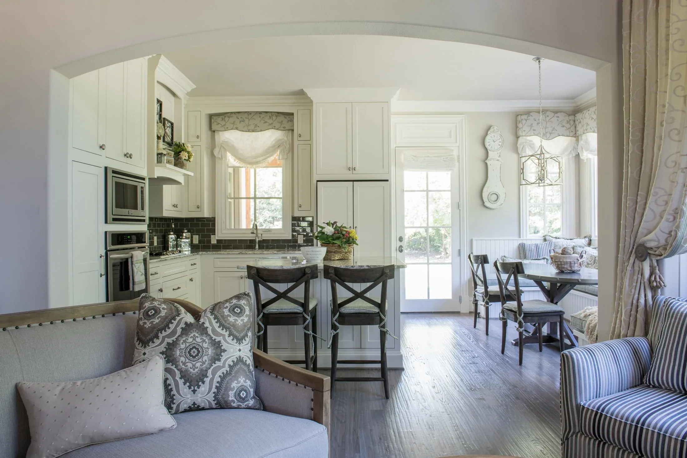 Interior of a custom home looking toward the windows at the Good Shepherds Cottage