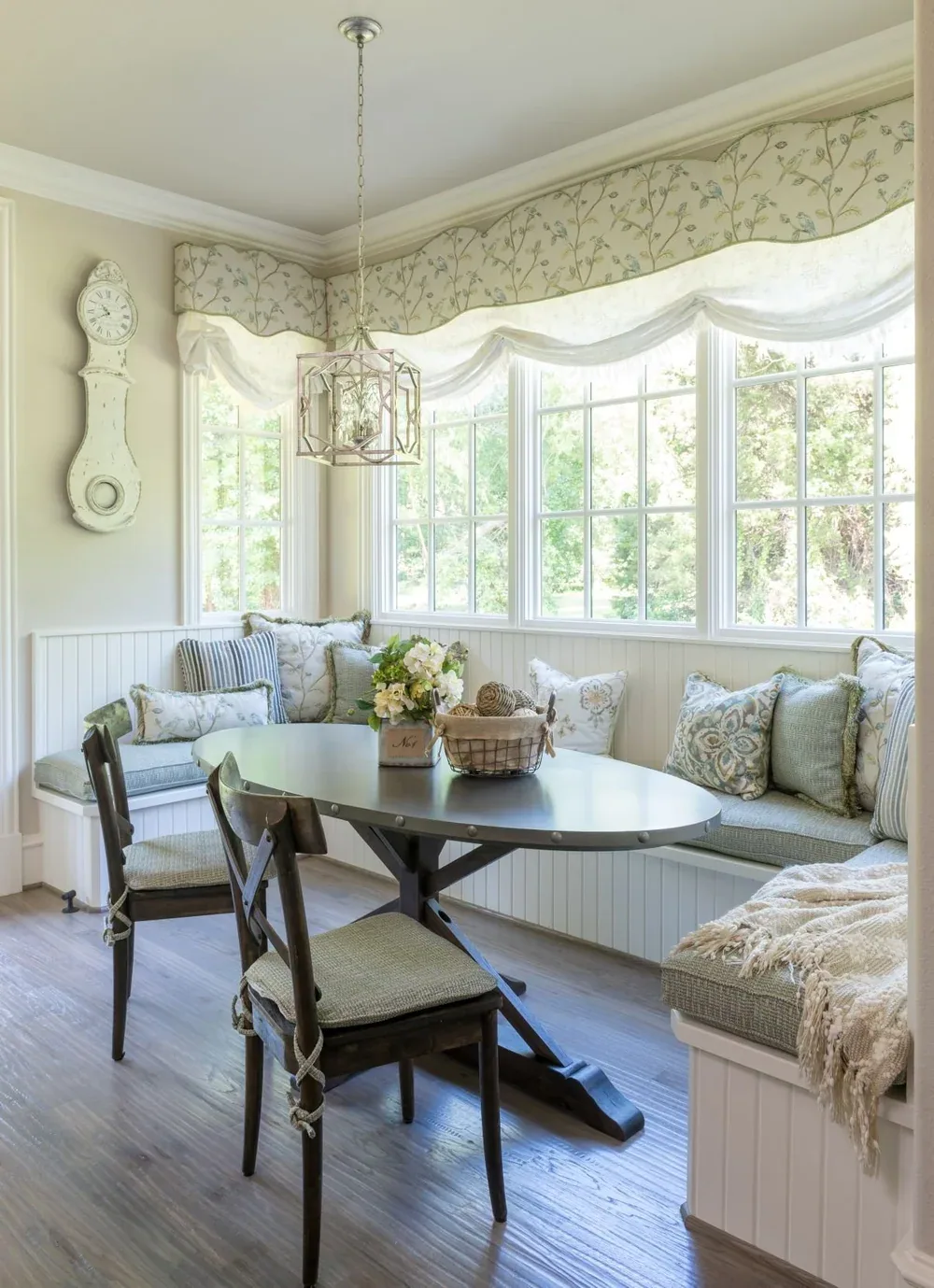 Interior of a custom home looking toward the windows, in daylight at the Good Shepherds Cottage