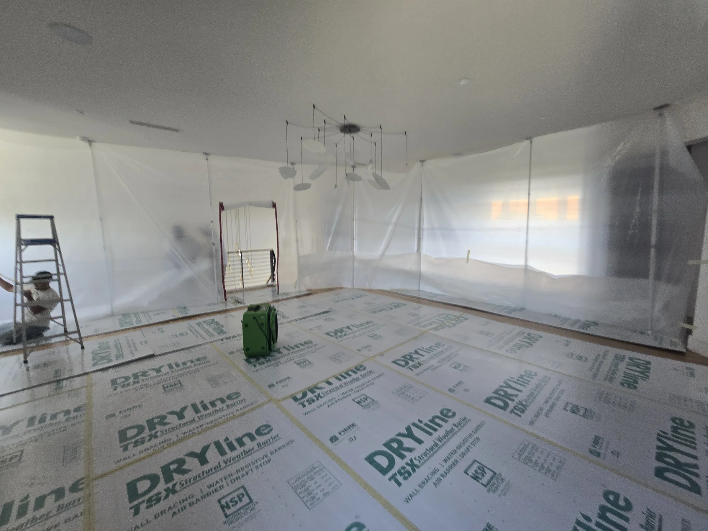 Interior of a custom home looking toward the windows on private acreage in Heath