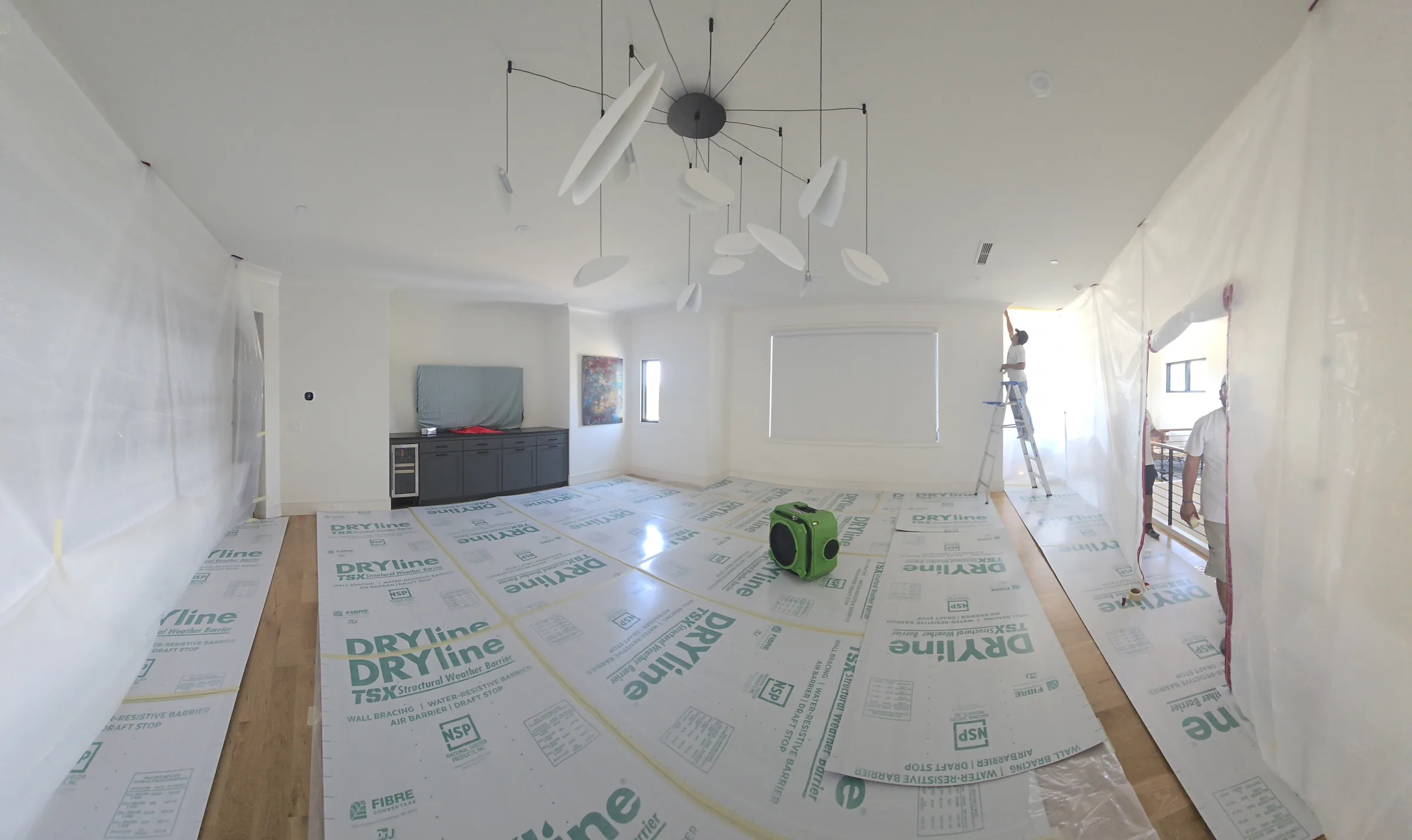 Interior of a custom home toward the ceiling detail on private acreage in Heath