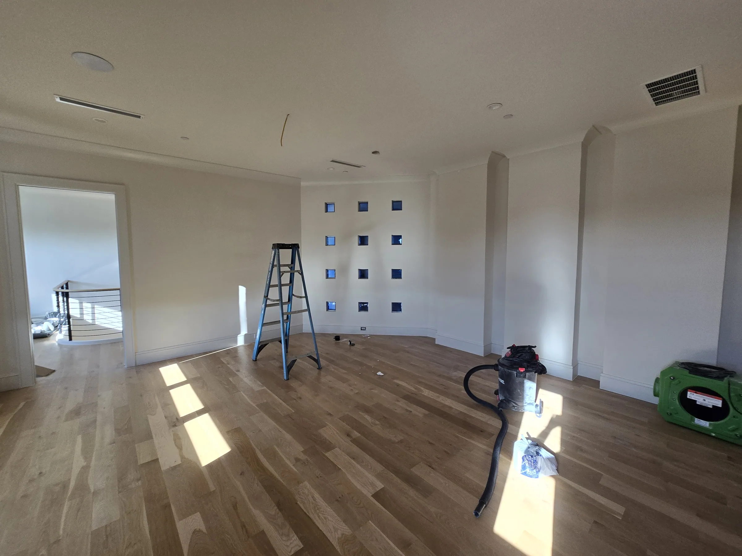 Interior of a custom home along the main run, in daylight on private acreage in Heath