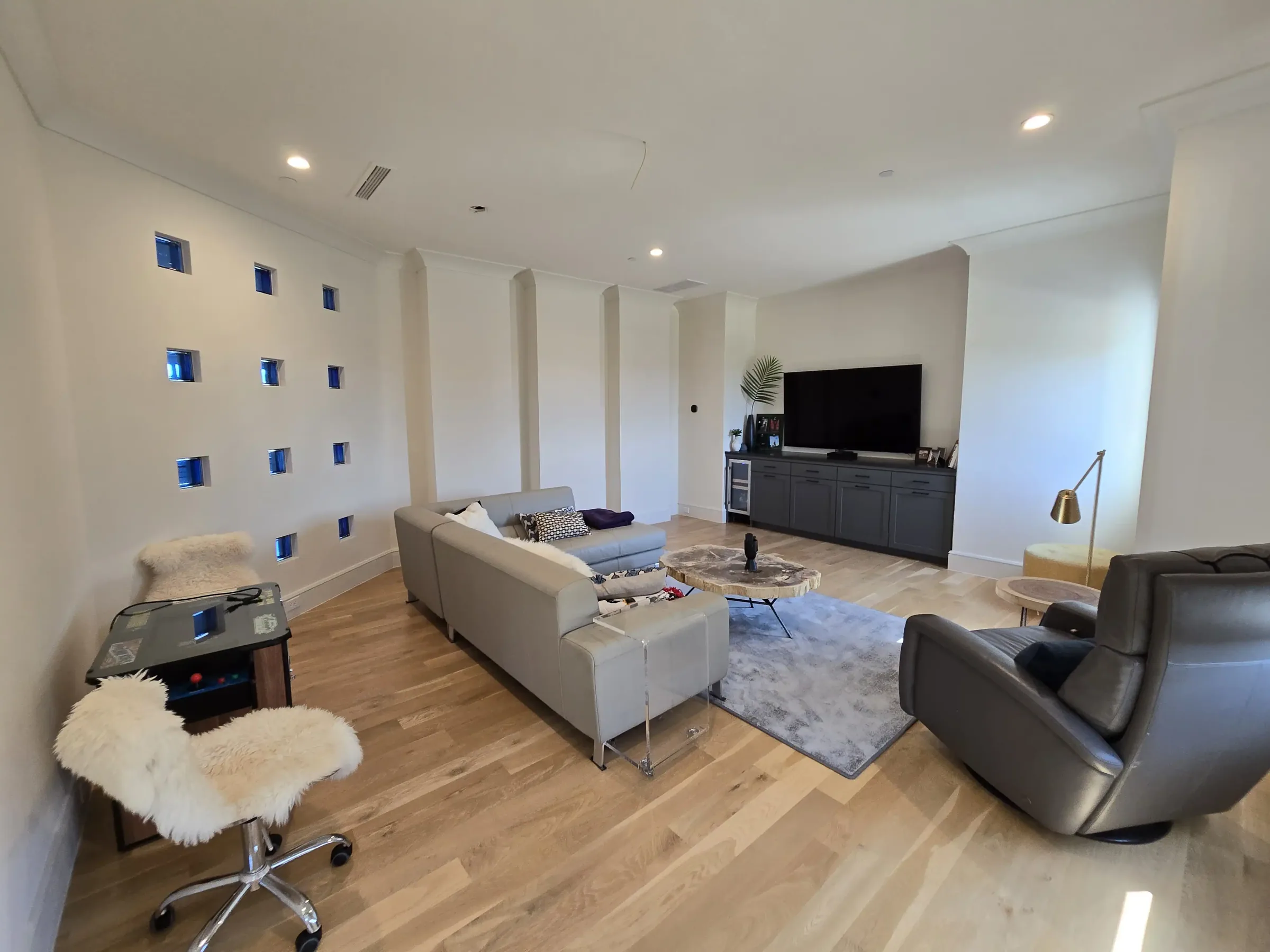Interior of a custom home looking toward the windows, mid-build on private acreage in Heath