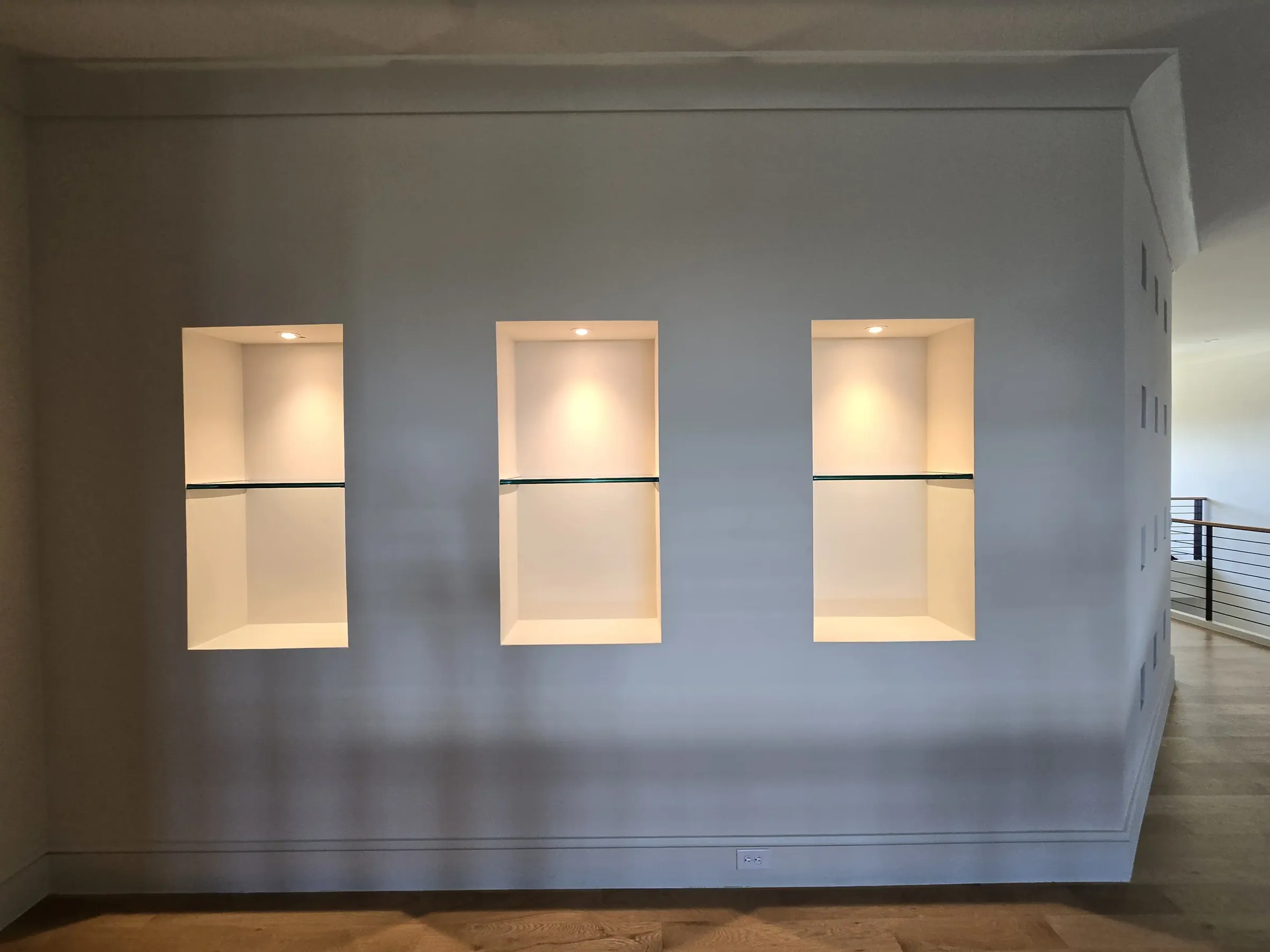 Interior of a custom home from the doorway, mid-build on private acreage in Heath