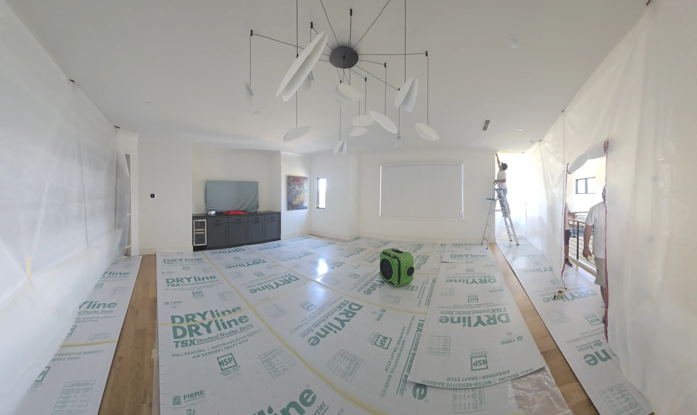 Interior of a custom home toward the adjoining room, mid-build on private acreage in Heath
