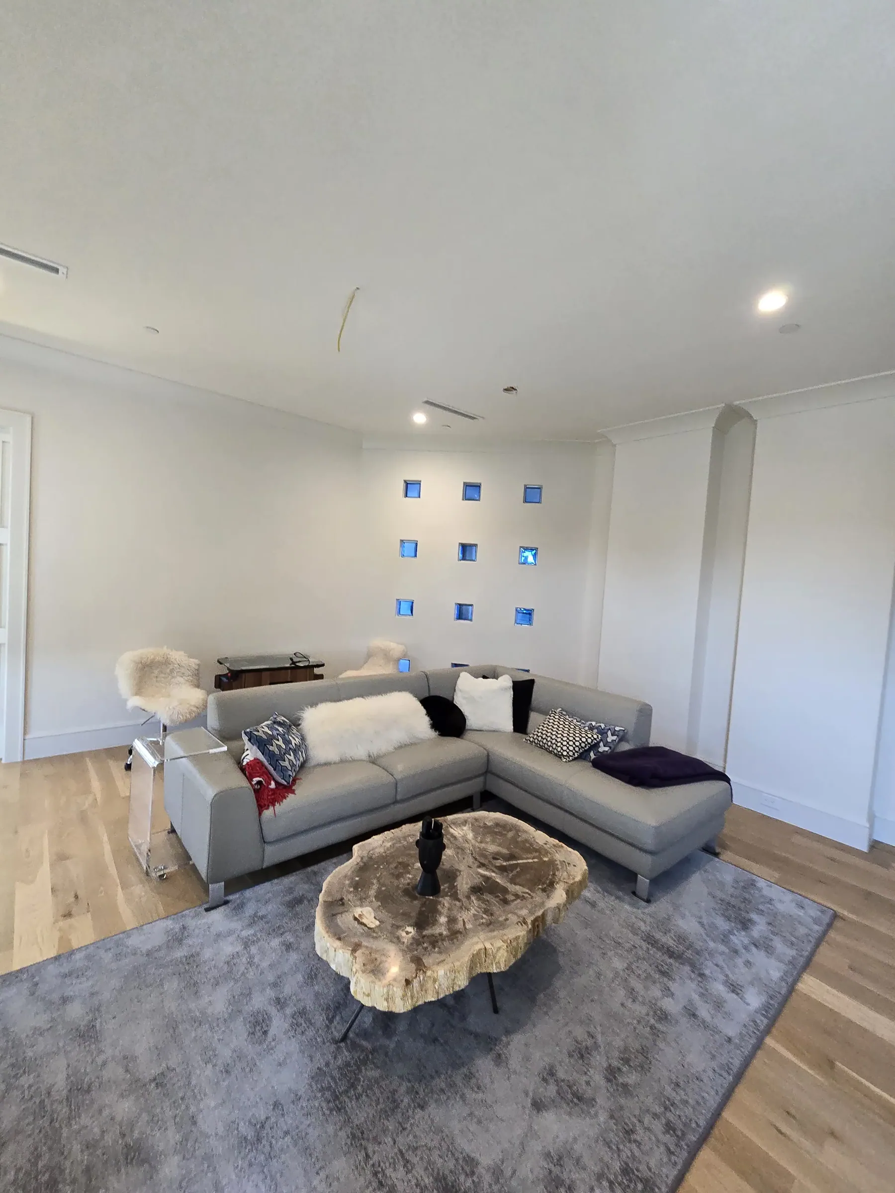 Interior of a custom home from the doorway, after completion on private acreage in Heath