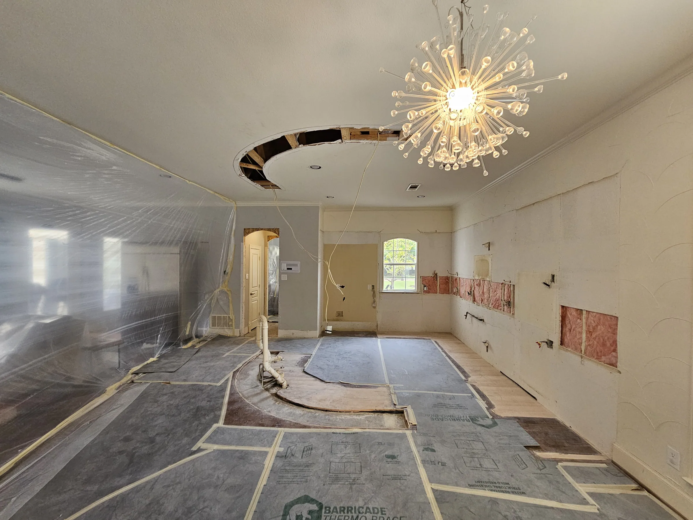 Interior of a custom home toward the adjoining room on an interior remodel