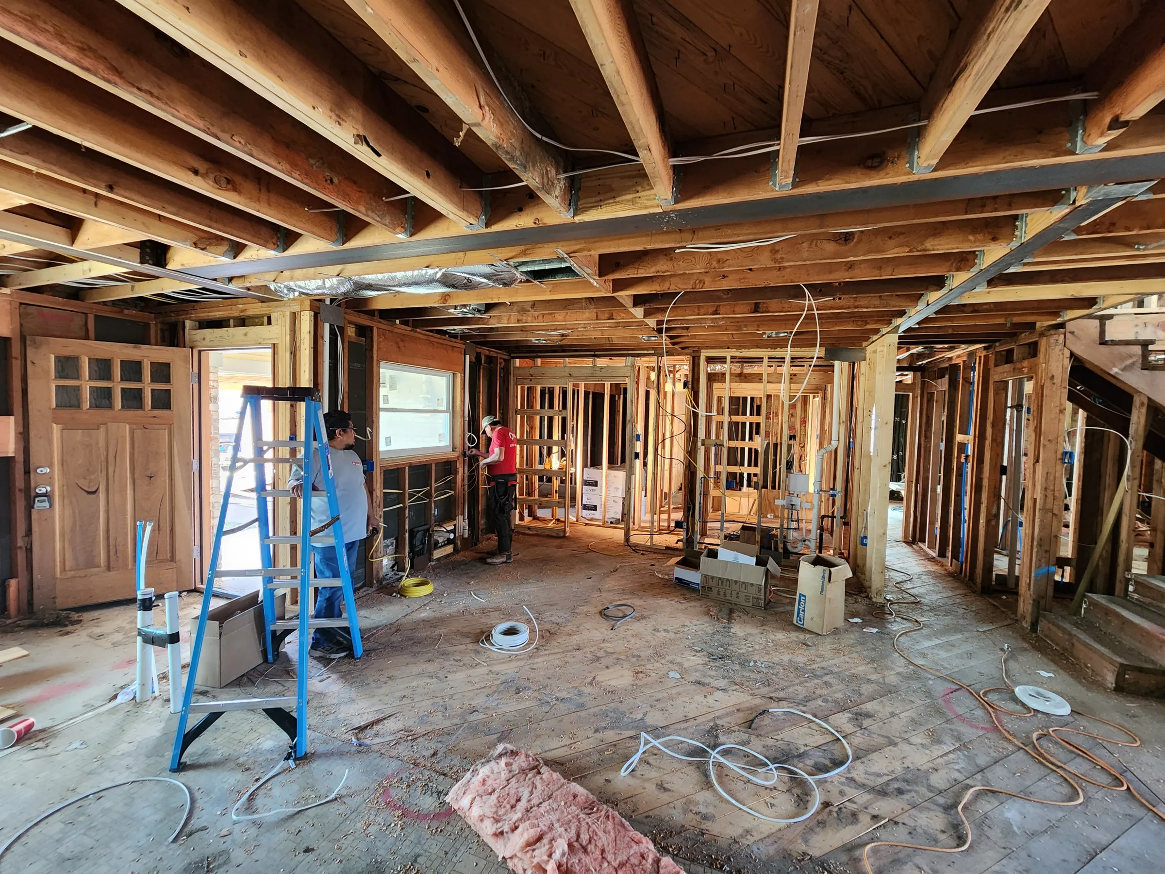 Interior of a custom home toward the ceiling detail, after completion on the Mesquite remodel