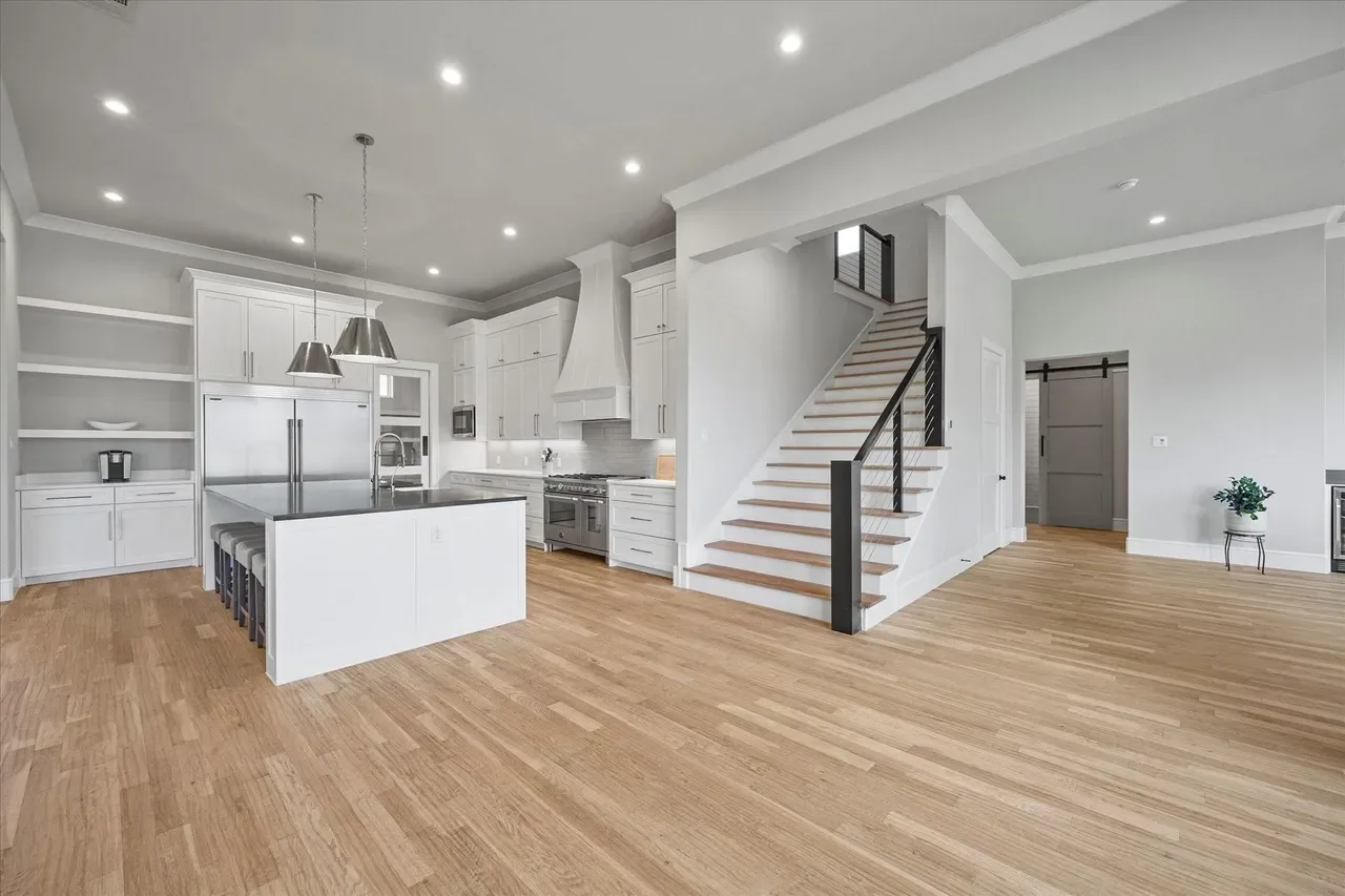 Custom kitchen looking to the dining side at The Providence, Heath