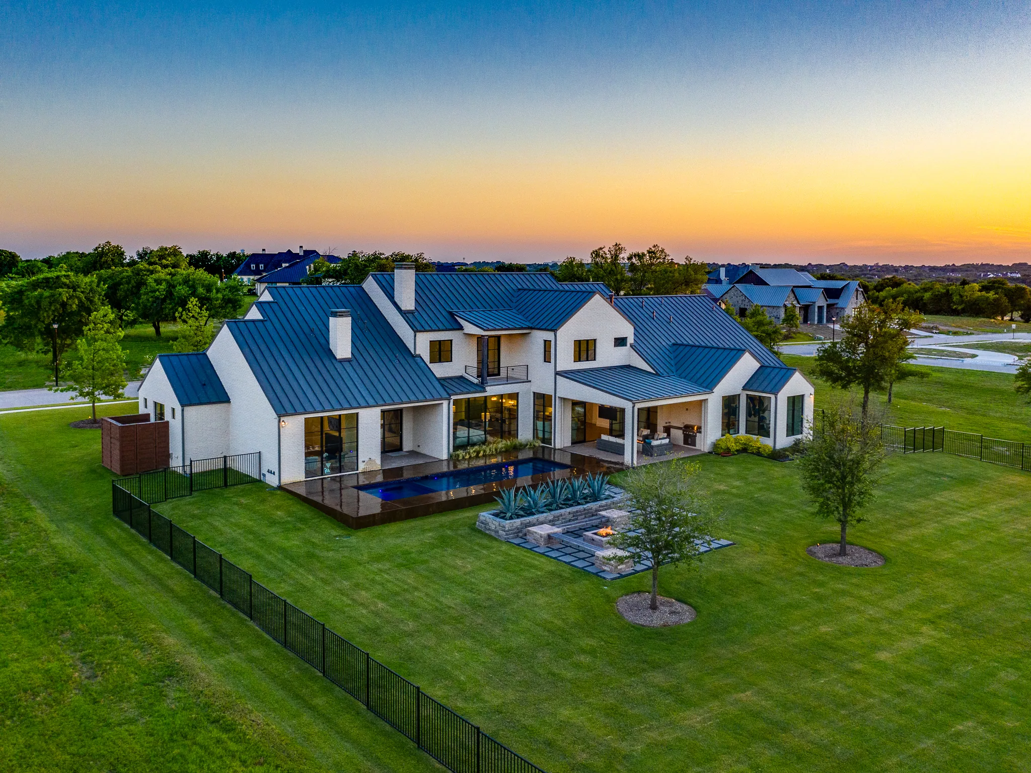 Aerial view of a custom home site from above in Ridge Lakes of Heath