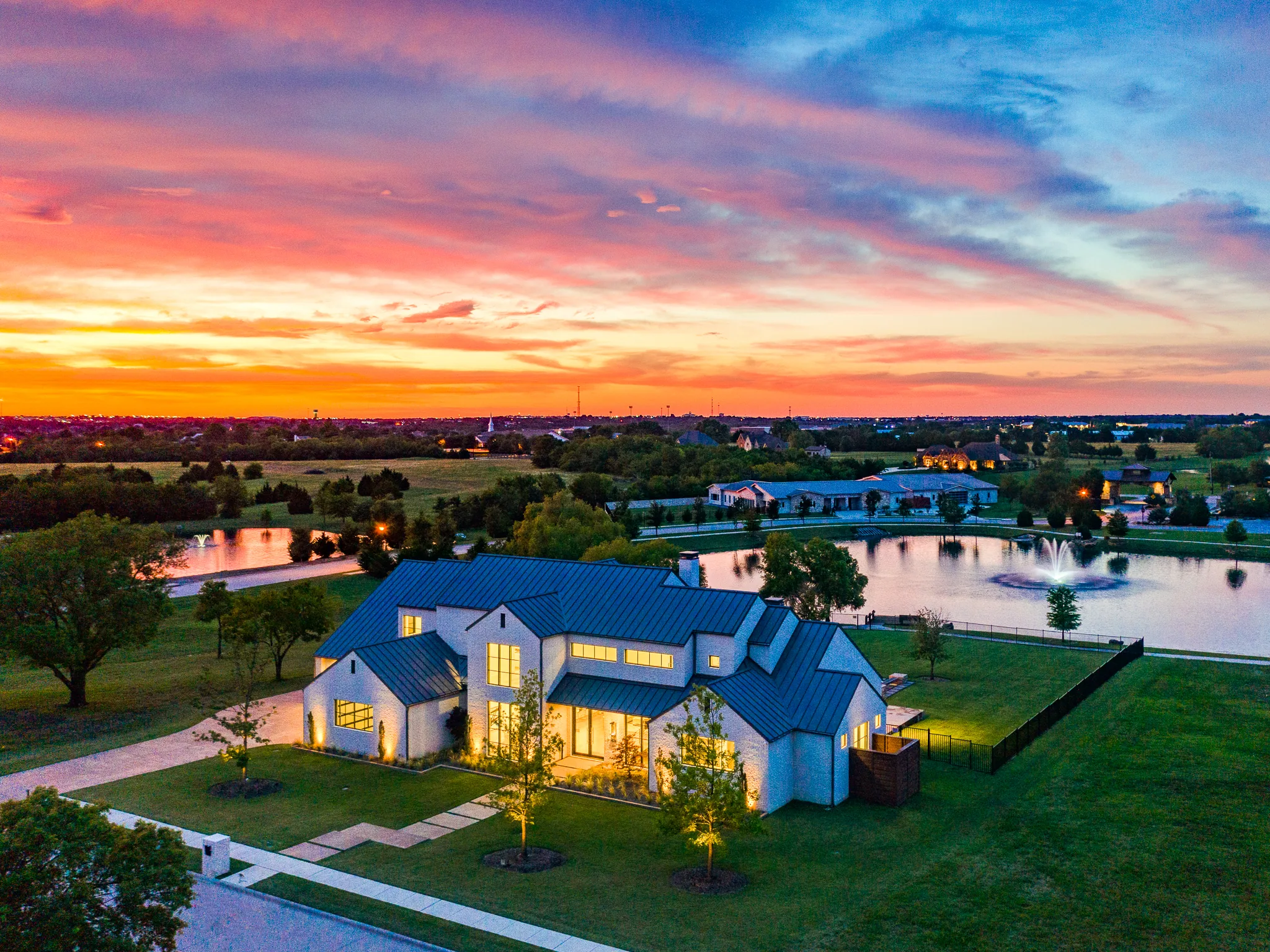 Aerial view of a custom home site from the rear of the property in Ridge Lakes of Heath