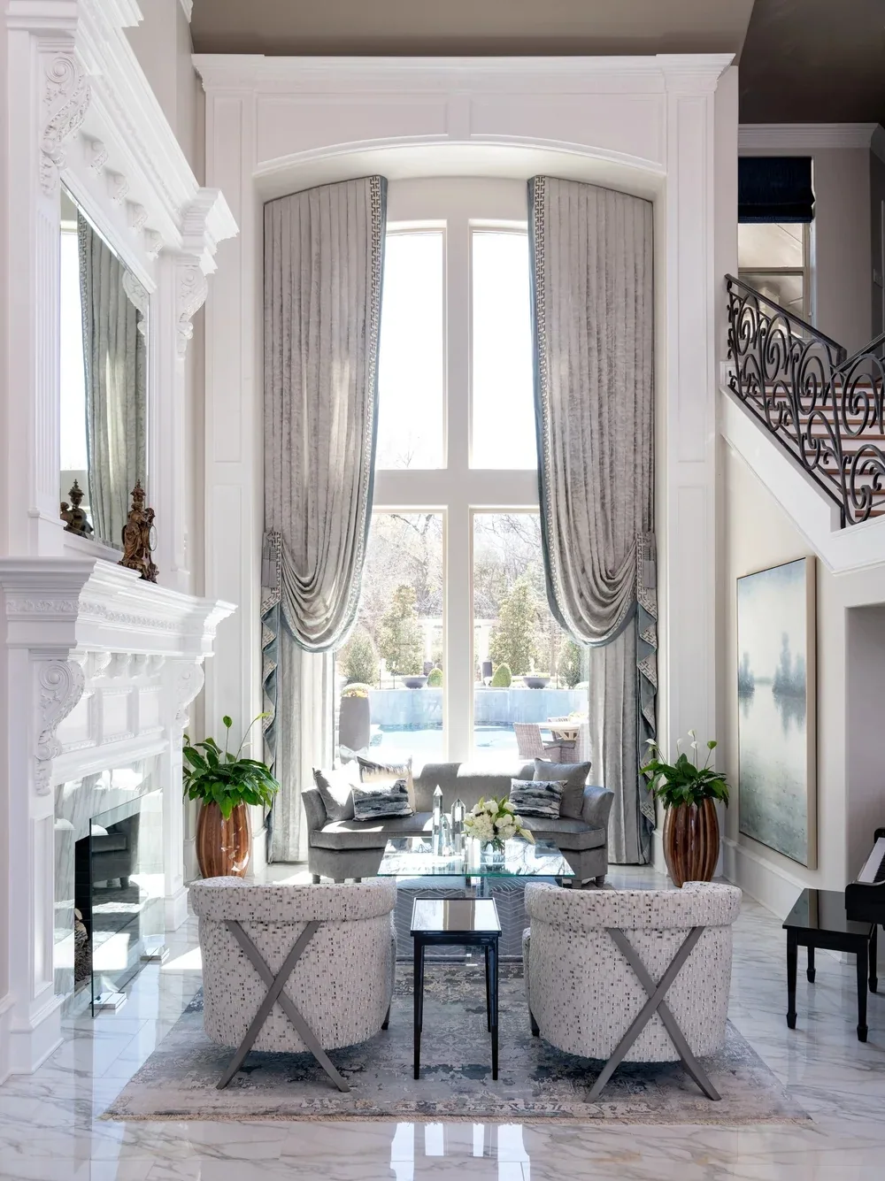 Interior of a custom home along the main run, with the finishes in at Shepherd’s Glen