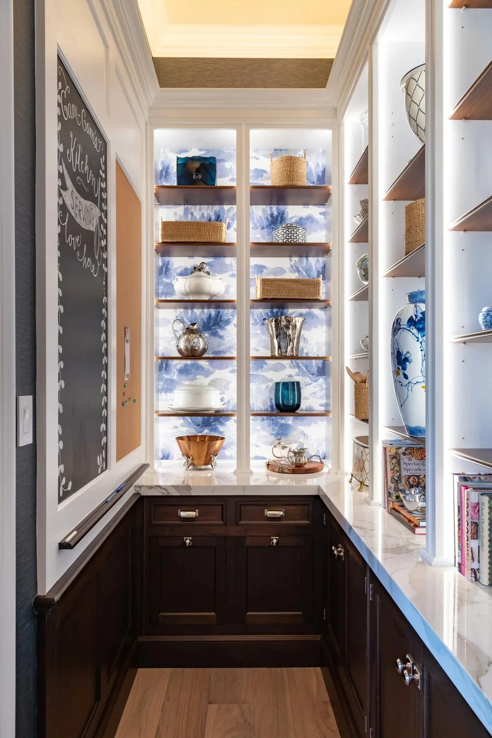 Interior of a custom home toward the adjoining room, after completion at Shepherd’s Glen