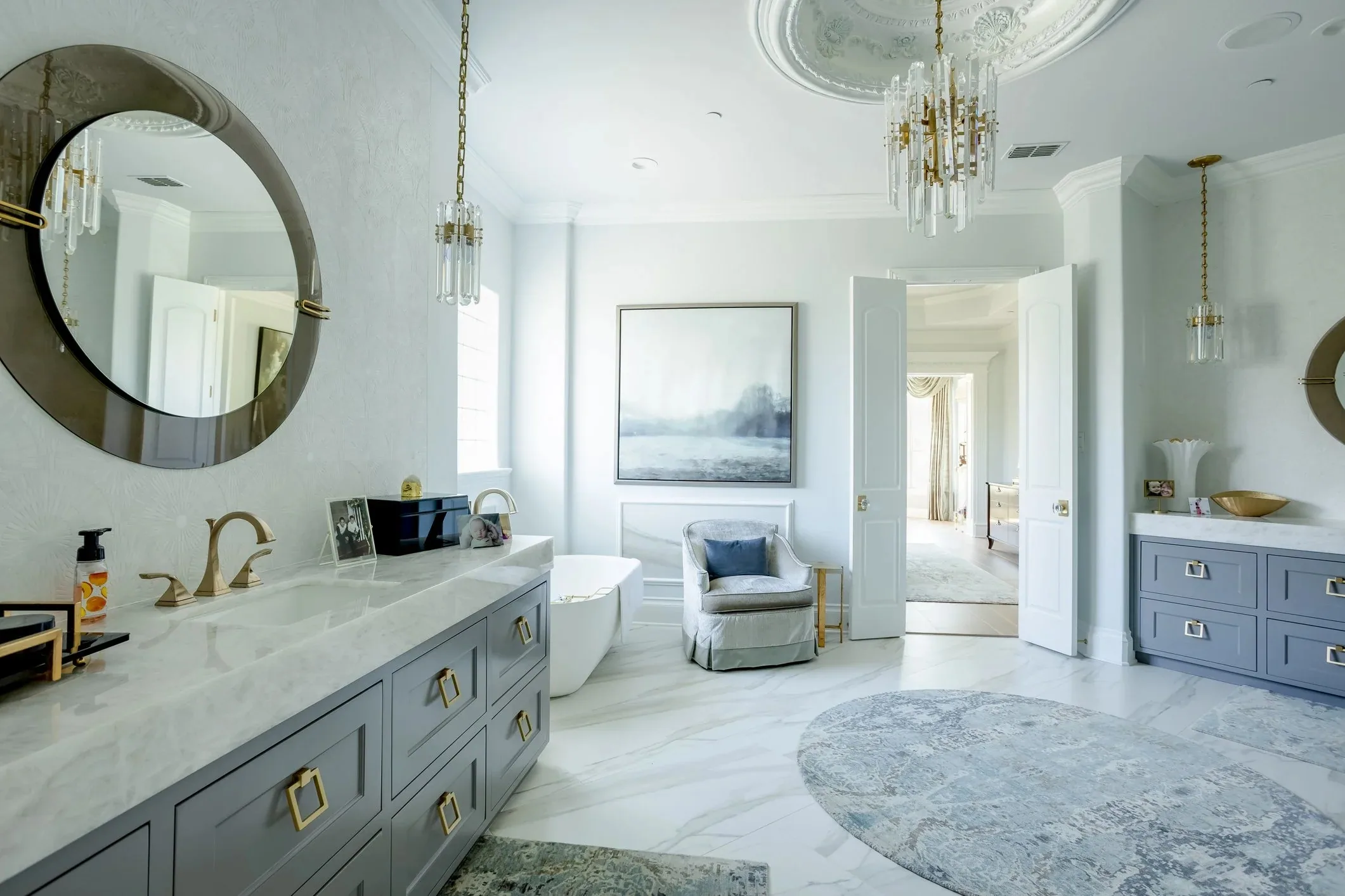 Interior of a custom home looking toward the windows, with the space empty at Shepherd’s Glen
