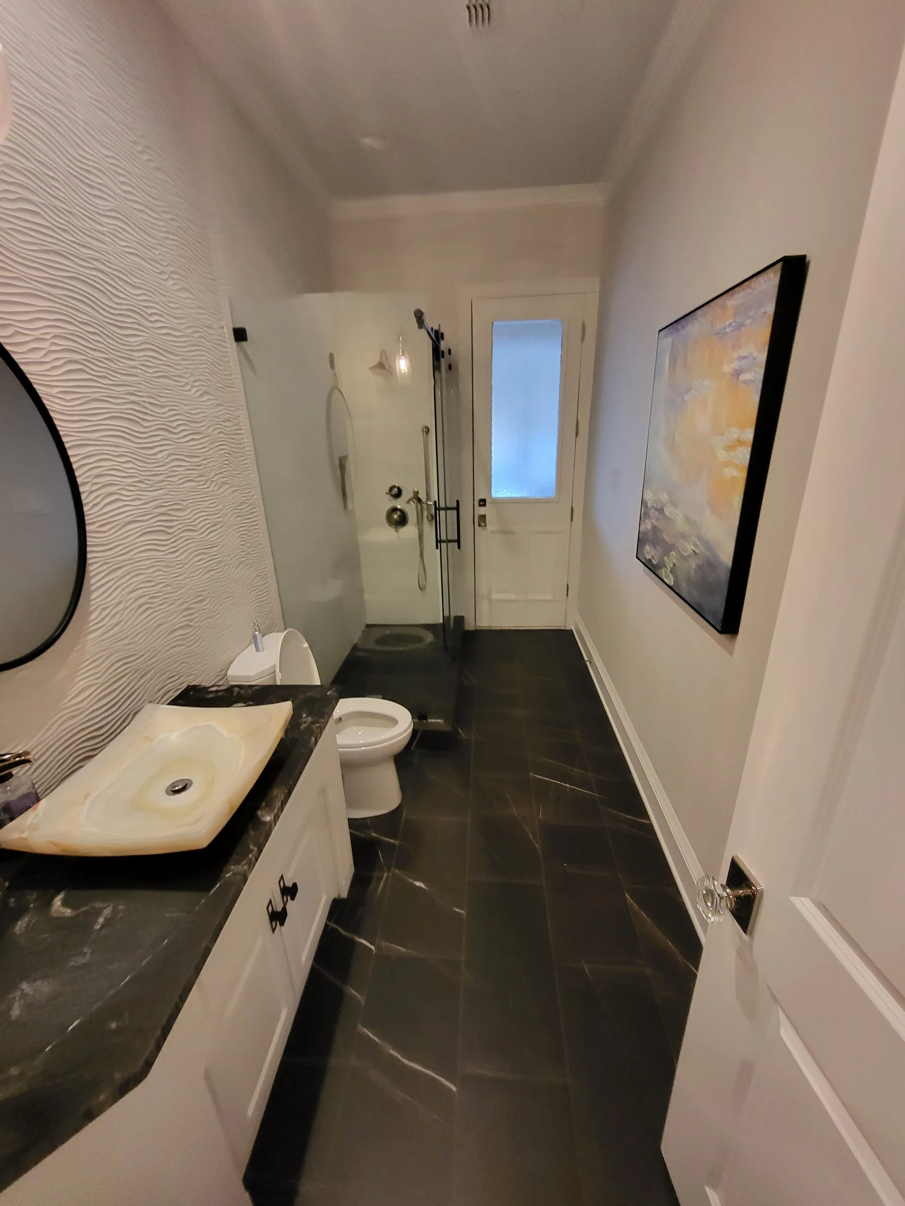 Interior of a custom home along the main run, in daylight on the Shepherd’s Glen remodel