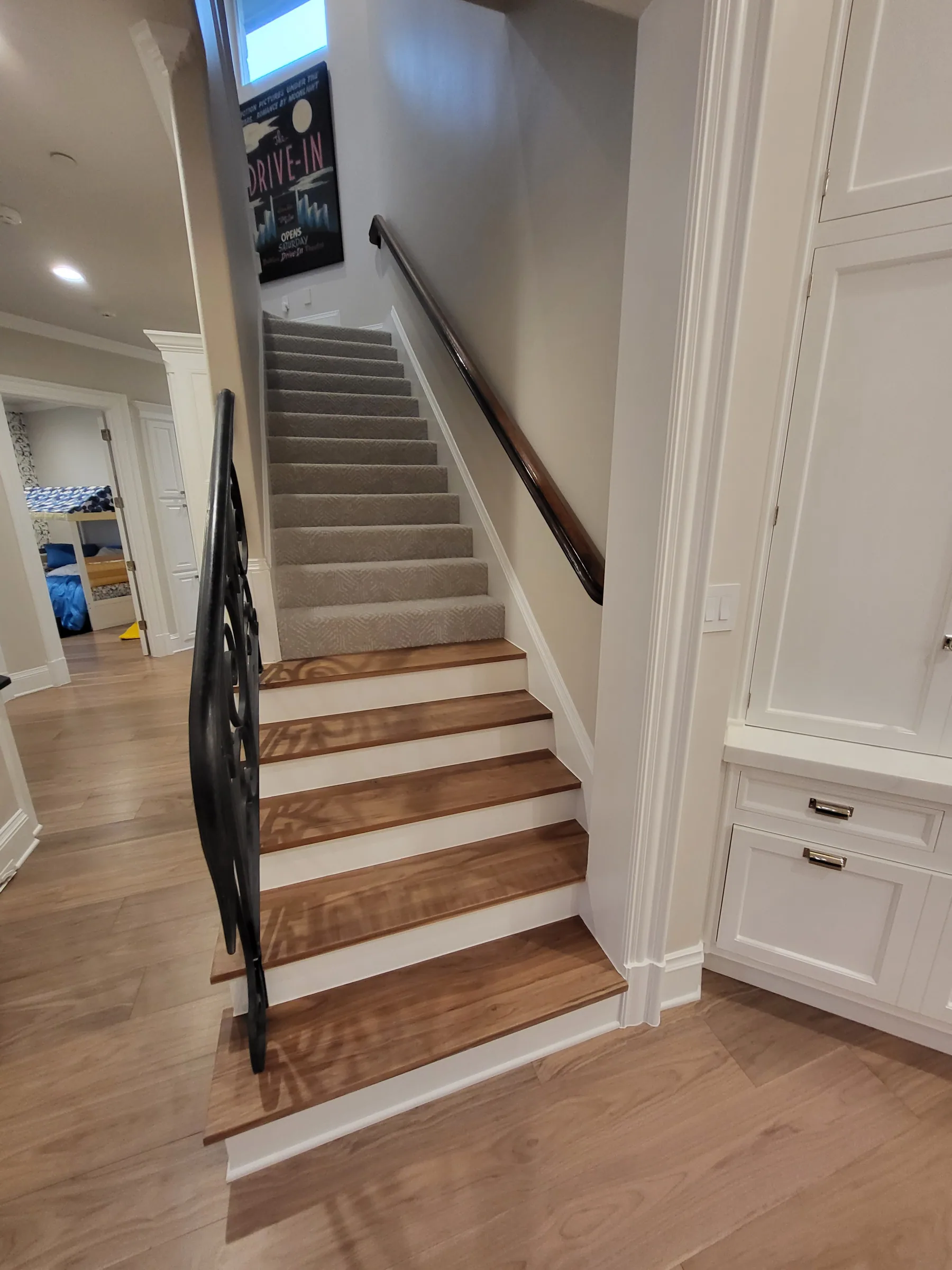 Interior of a custom home toward the adjoining room, in daylight on the Shepherd’s Glen remodel