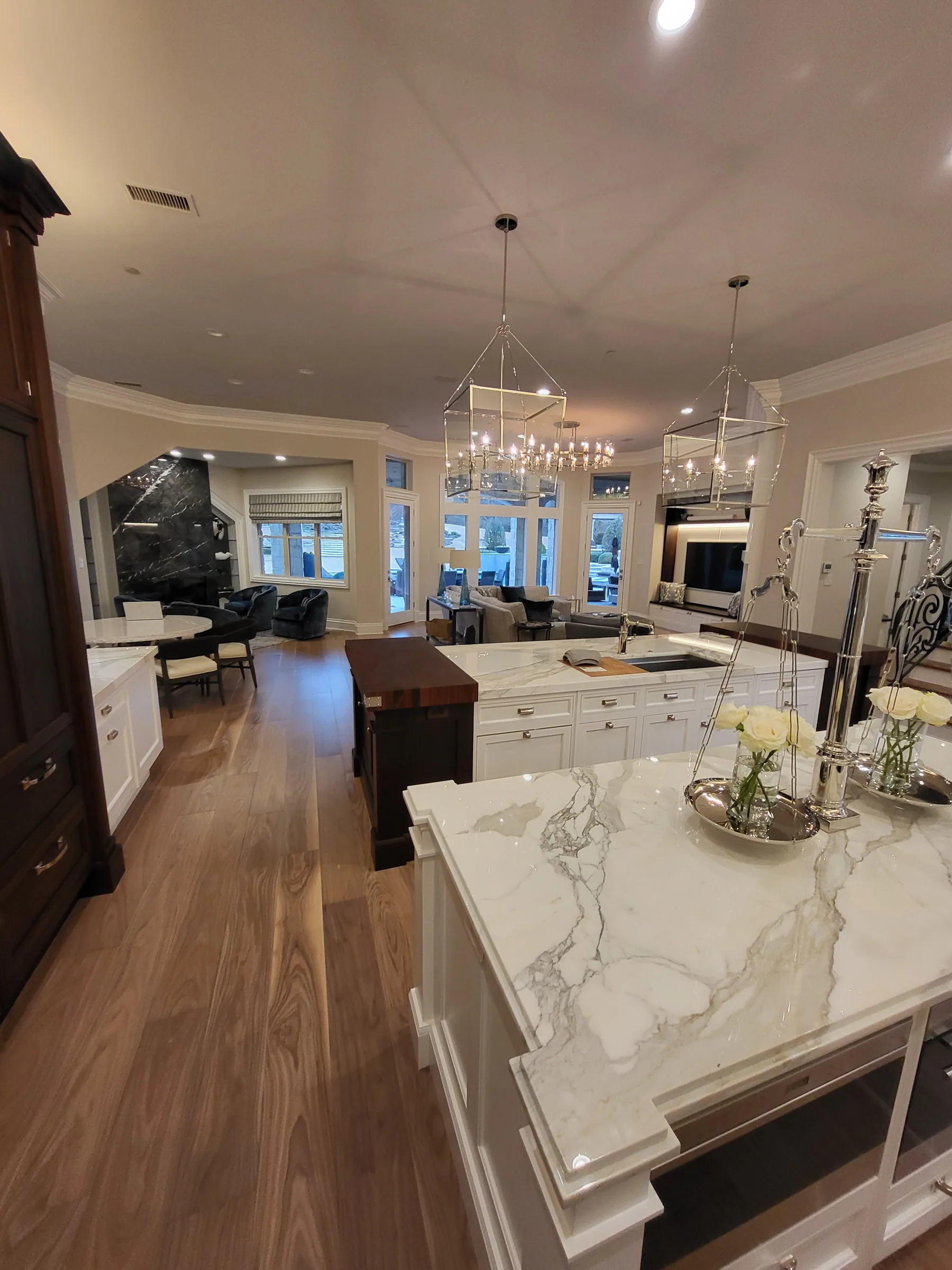 Interior of a custom home from the doorway, with the finishes in on the Shepherd’s Glen remodel