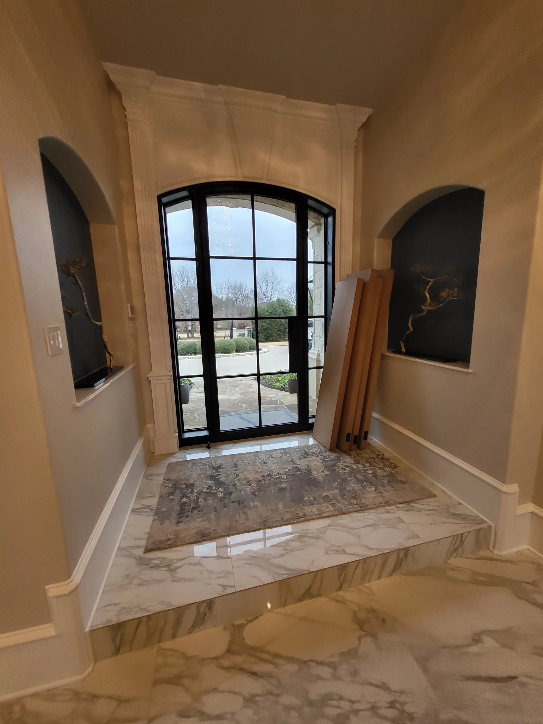 Interior of a custom home toward the adjoining room, mid-build on the Shepherd’s Glen remodel