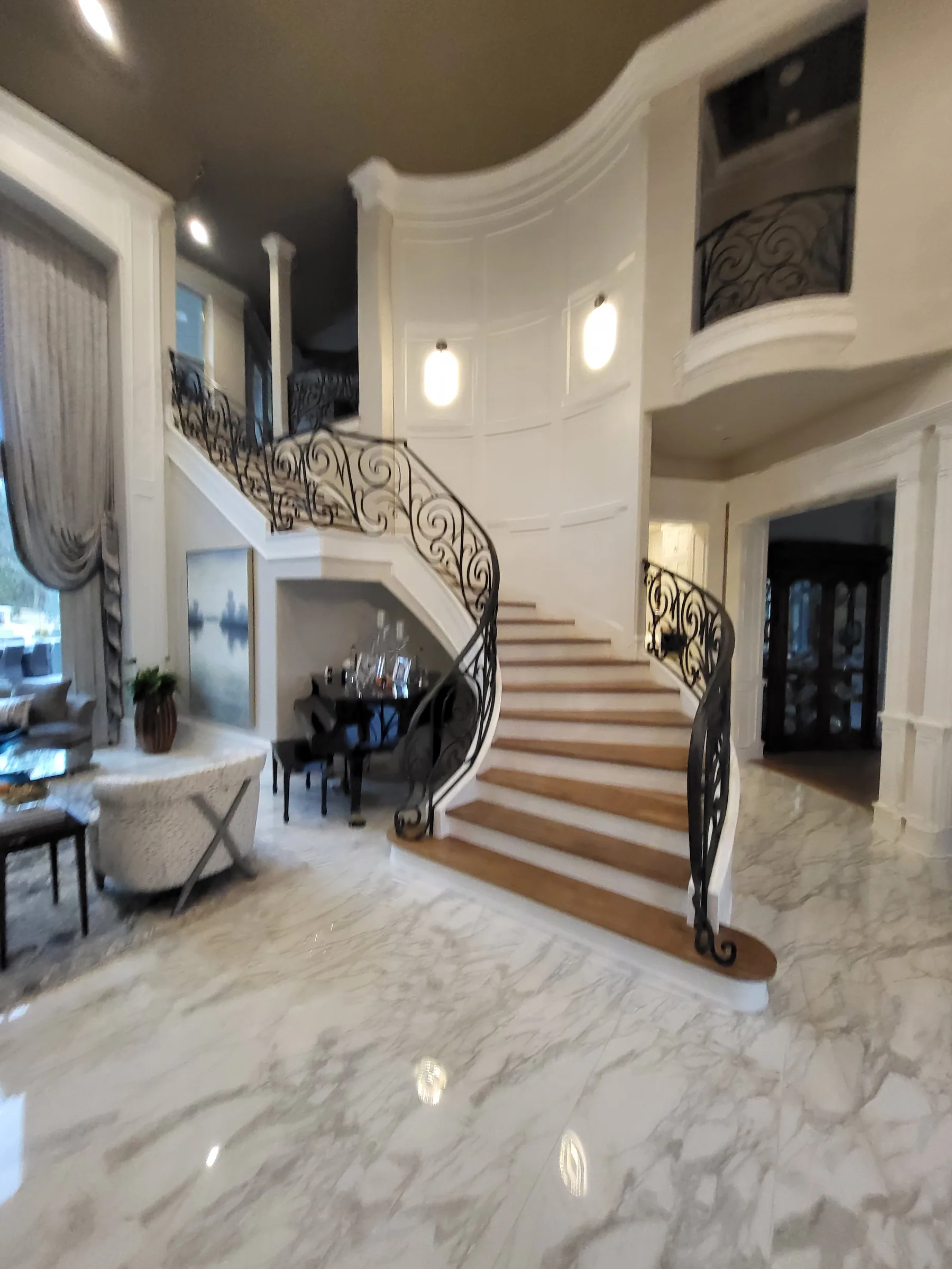 Interior of a custom home from the doorway, after completion on the Shepherd’s Glen remodel