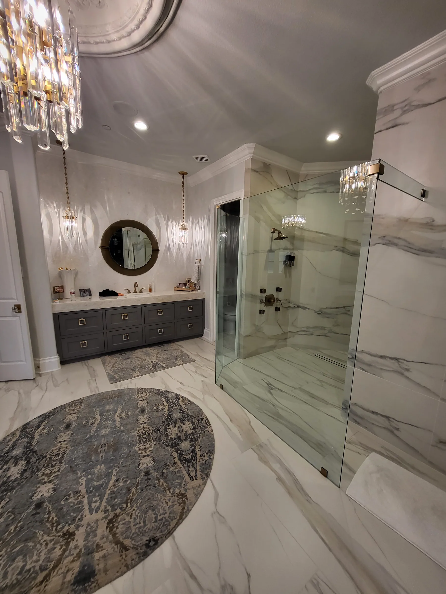 Interior of a custom home from the doorway, from a second position on the Shepherd’s Glen remodel