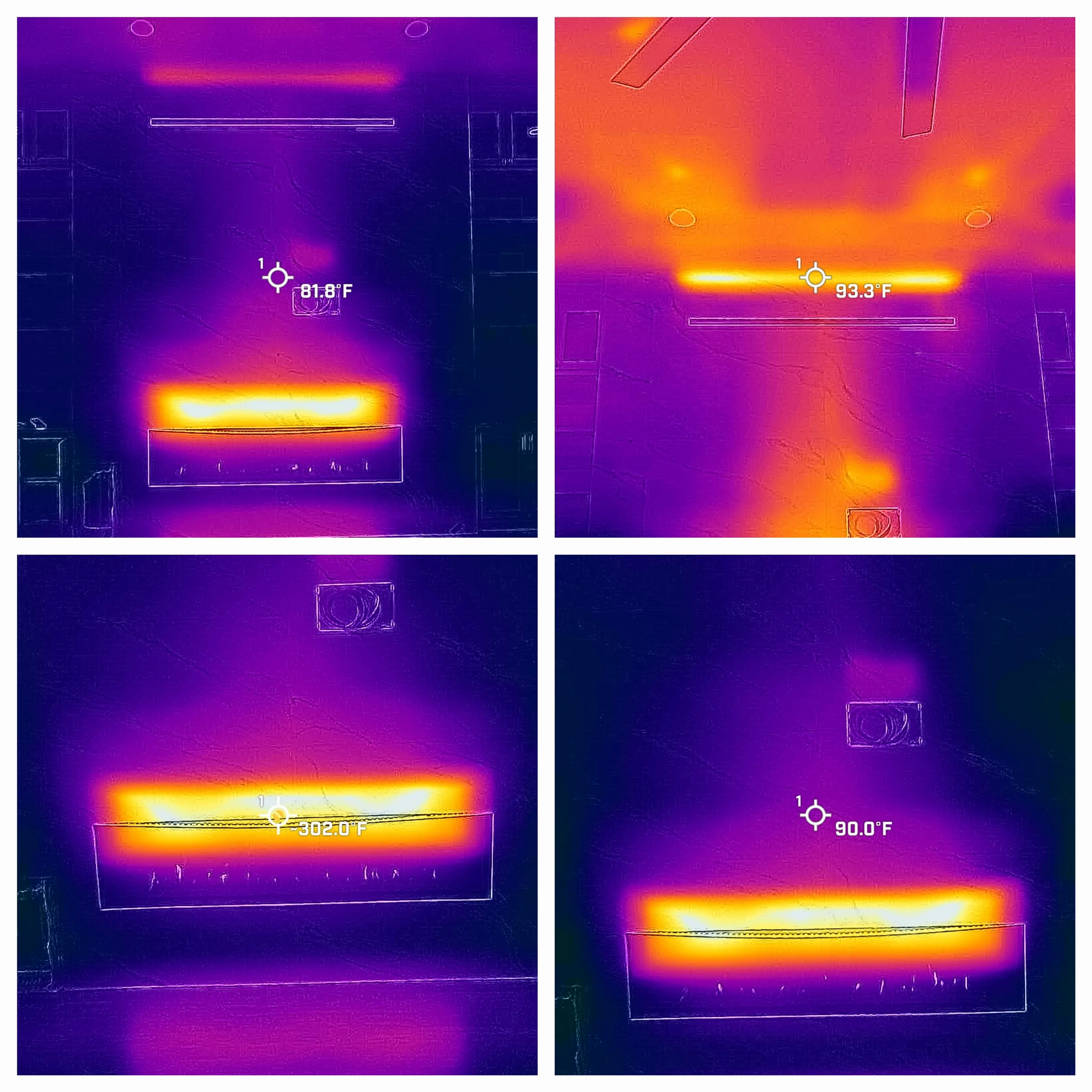 Thermal imaging scan during inspection across a wall section during a thermal inspection