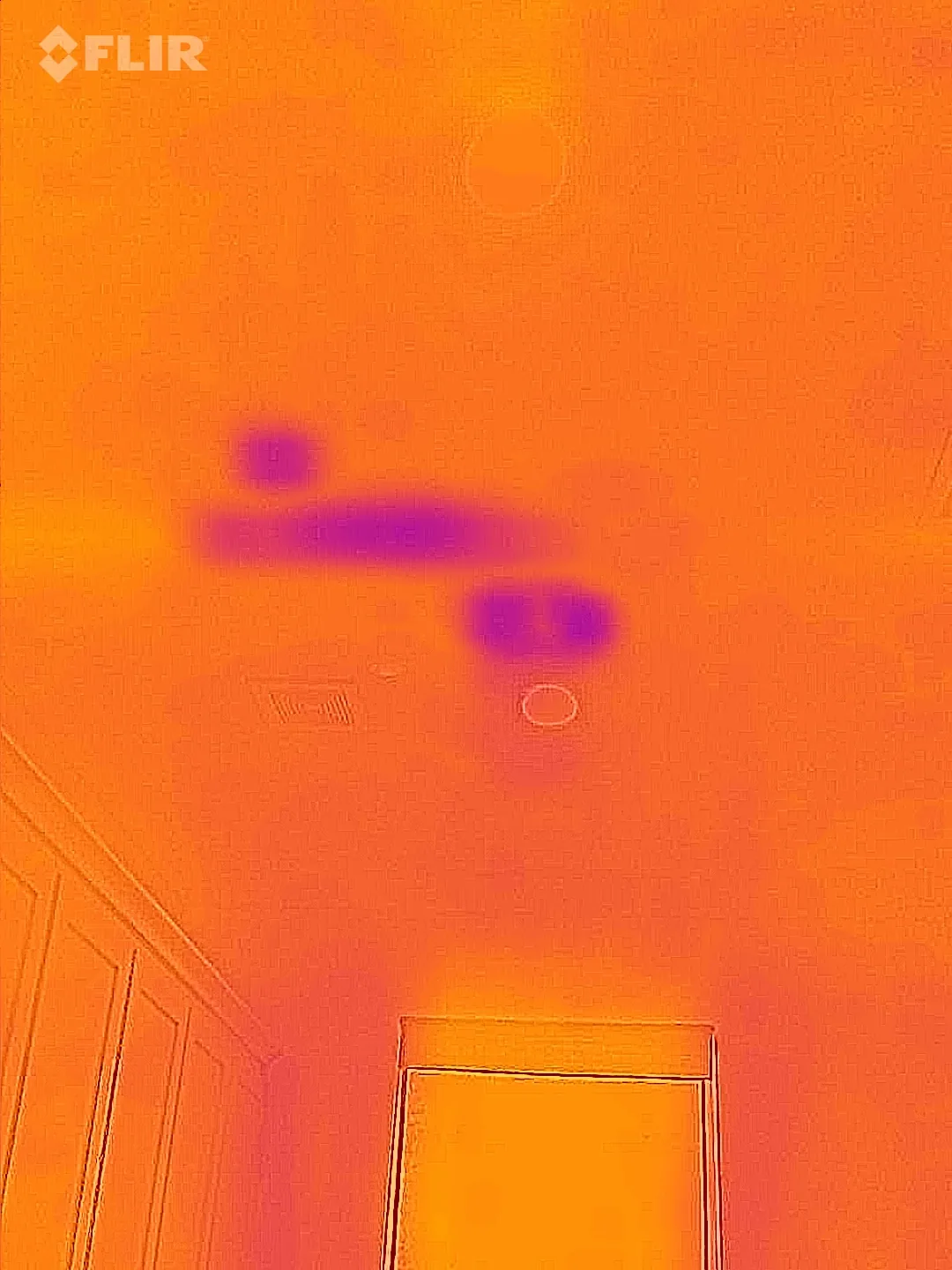 Thermal imaging scan during inspection showing the temperature gradient, after completion during a thermal inspection