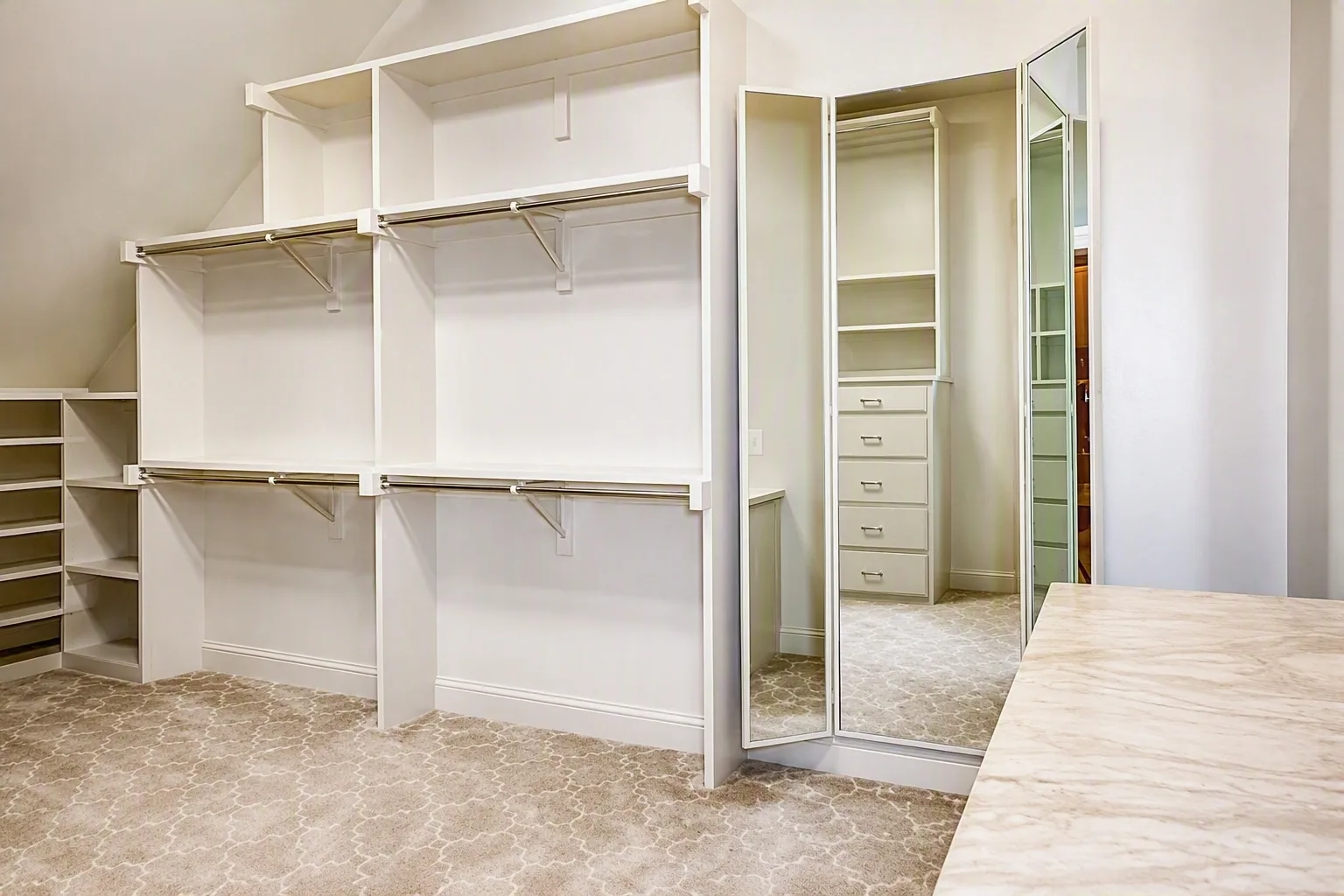 Interior of a custom home looking toward the windows, mid-build at Wimberly Place, Allen