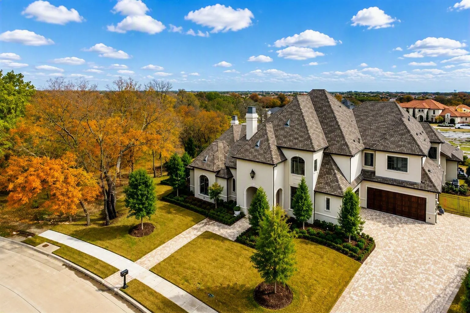 Interior of a custom home from the doorway, after completion at Wimberly Place, Allen